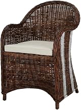 White Wicker Club Chair, for Outdoor Spaces, Cotton Fabric, Pu Foam, Durable Rattan Frame, Comfortable Armrests, Modern Design