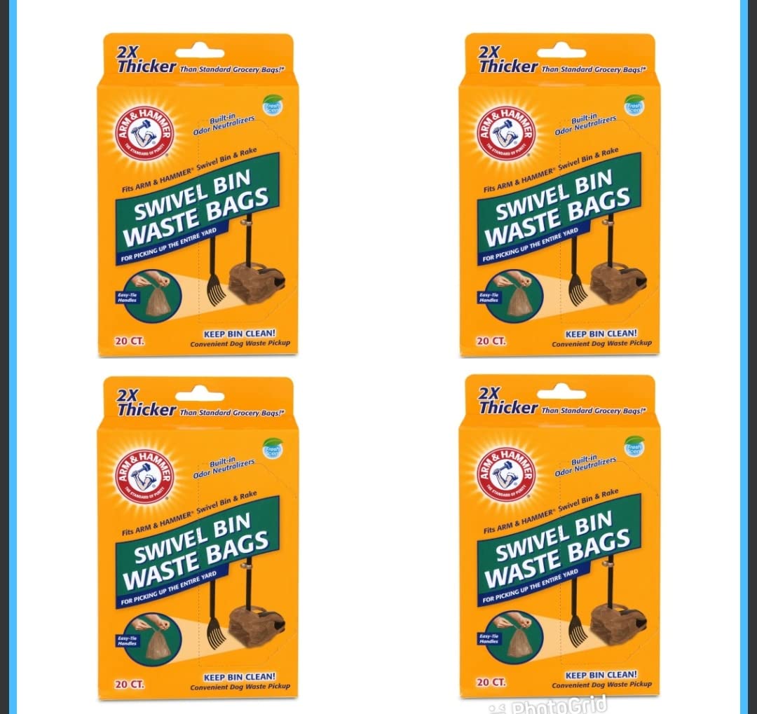 Swivel Bin Waste Bags 80ct (4 x 20ct) by ARM & HAMMER – 1 Count (Pack of 80), Plastic, White, Pack of 80, Model 4334810436