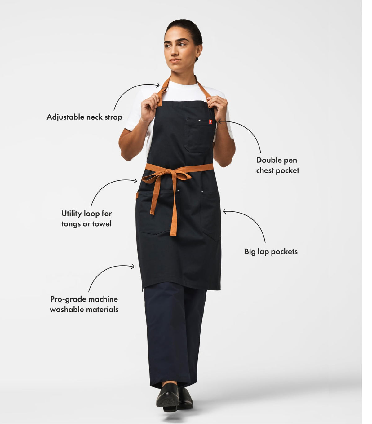 Essential Apron by hedley & bennett – Standard, Cotton, Dark Blue, Model CPFD-ESS-MDTC