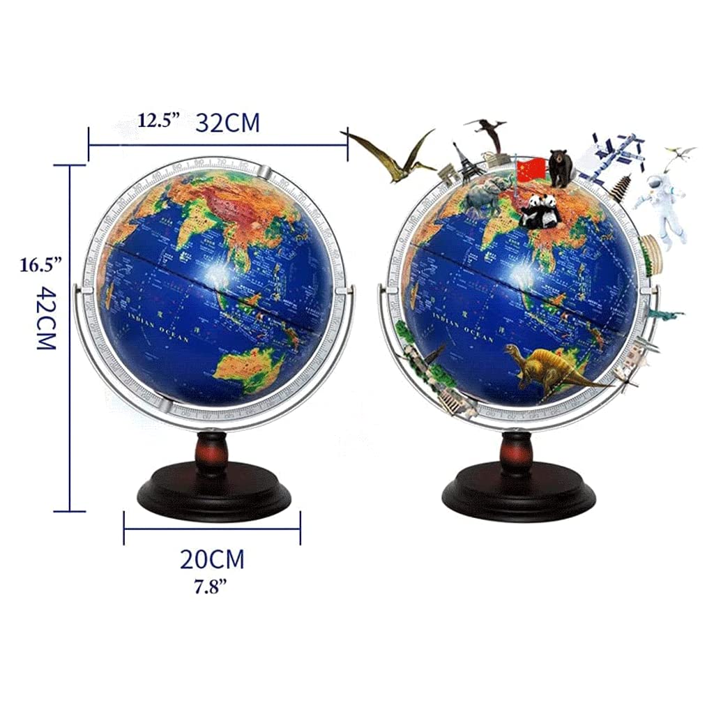 11. 8 Inch with Stand 3D Embossed 720° Rotating Globe Educational...(World Globe) by xdgFHsy – One Size, Resin, World Globe, Model xdgFHsy