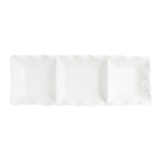 Ruffle 3 Section Server by American Atelier – 17.2" x 6.1" x 1.8", Porcelain, White, Model 6217-3SEC