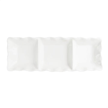 Ruffle 3 Section Server by American Atelier – 17.2" x 6.1" x 1.8", Porcelain, White, Model 6217-3SEC