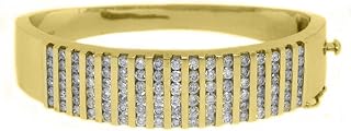 14k Yellow Gold 5.68 Carat Round Channel Set Diamond Bangle Bracelet
