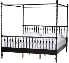 Baxton Studio Callison Spindle Canopy Bed Frame with Headboard Black King