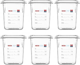 Araven Polycarbonate Food Pan, In-Mold Label, GN 1/9, 6", 6 Ct, Clear