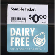 Shelf Talker Dairy Free - 2 1/2" L x 3" H by KOST KLIP MANUFACTURING LTD – 2 5 inch, Plastic, Blue, Pack of 25, Model 108717