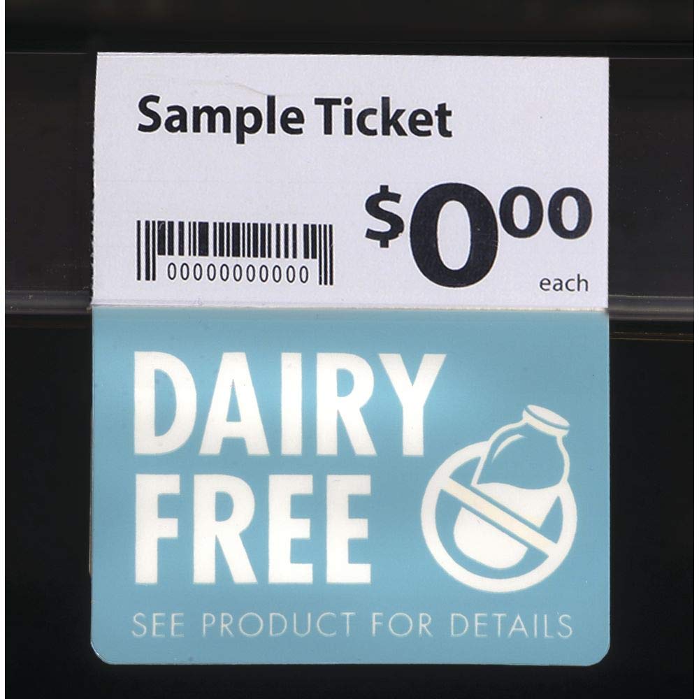 Shelf Talker Dairy Free - 2 1/2" L x 3" H by KOST KLIP MANUFACTURING LTD – 2 5 inch, Plastic, Blue, Pack of 25, Model 108717