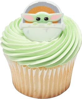 DecoPac Star Wars The Mandalorian The Child Rings, Cupcake Decorations, Food Safe Cake Toppers – 24 Pack
