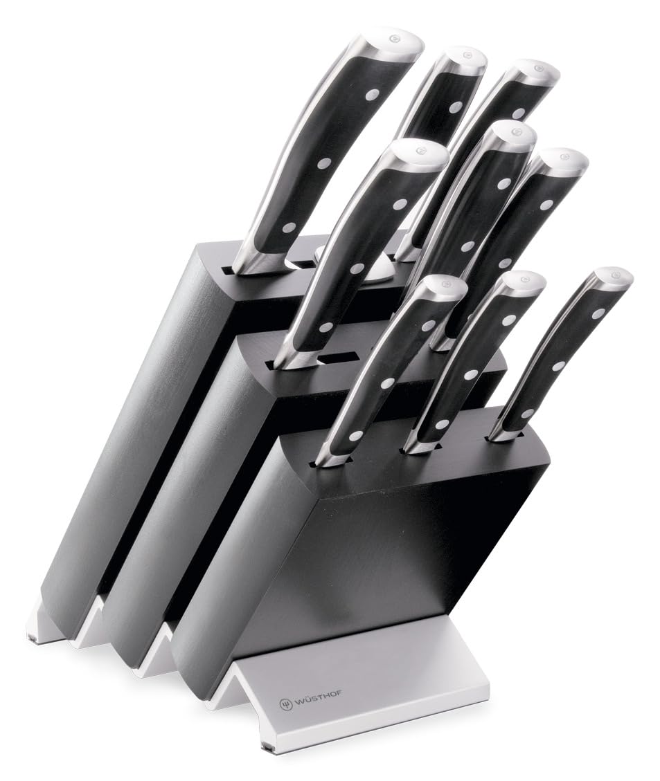 Classic Ikon 10-Piece Block Set by Wüsthof – 10-Piece Knife Block Set, High Carbon Stainless Steel, Black, Model 1090370901