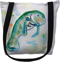 Betsydrake TY061G 18 x 18 in. Betsys Manatee Tote Bag - Large Black