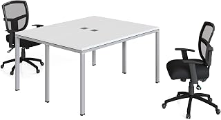 Boss Office Products Simple System Face to Face Double Desk, 48" x 48", White