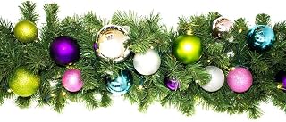 9 ft. Pre-Lit LED Blended Pine Decorated with The Victorian Ornament Collection Garland, Warm White
