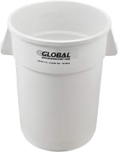 Commercial Round Trash Can by Global Industrial – 44 Gallon, 44.0 gallons, Polyethylene Resin, White, Model XDW-44WH