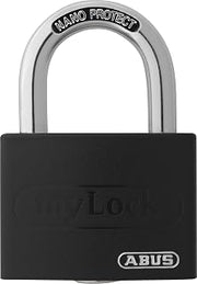 ABUS Padlock T65AL/40 myLock - Aluminium, Writable, Security Level 5 | Locker lock with hardened steel shackle, Nano Protect coating, double lock, security level 5, 43 mm