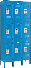 Global Industrial 3-Tier 9 Door Locker, 12" Wx15 Dx24 H, Blue, Unassembled