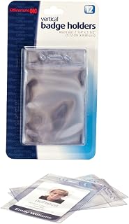 Officemate ID Badge Holders, Vertical 2.25 x 3.5 Inches Insert, Pack of 12, Clear(37004)