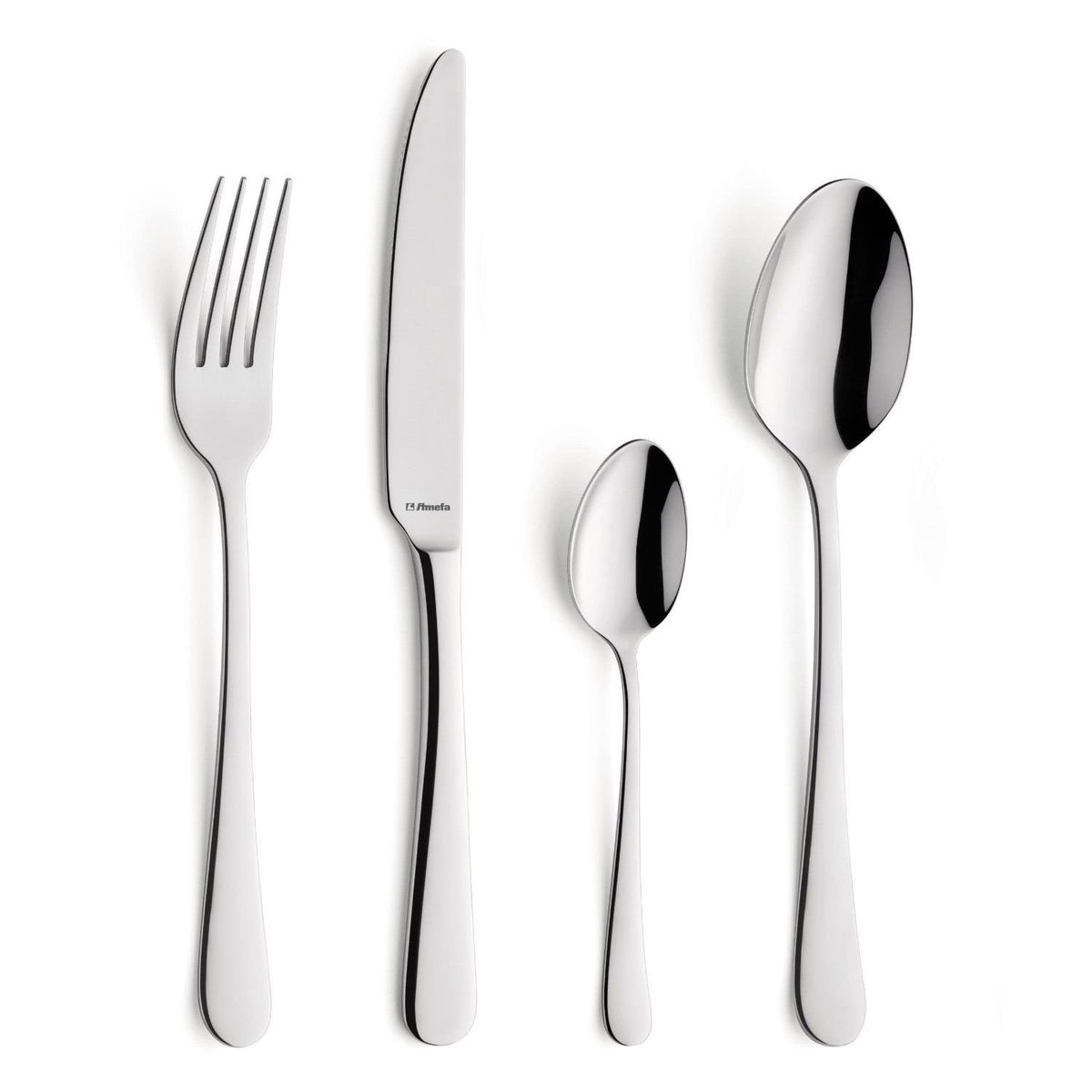 16-Piece Modern Austin Flatware Set by Amefa – Stainless Steel, Silver, Model 138000WF19G24