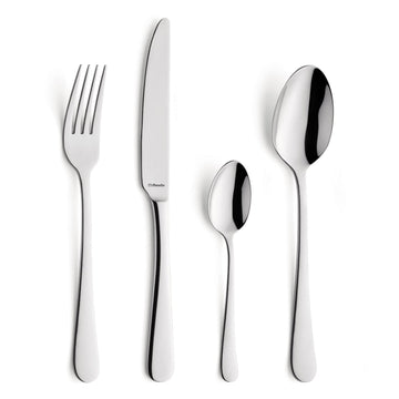 16-Piece Modern Austin Flatware Set by Amefa – Stainless Steel, Silver, Model 138000WF19G24