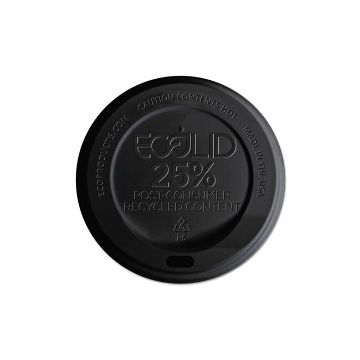 Eco Products EP-HL16-BR Ecolid 25% Recy Content Hot Cup Lid, Black, F/10-20oz, 100/pk, 10 Pk/ct