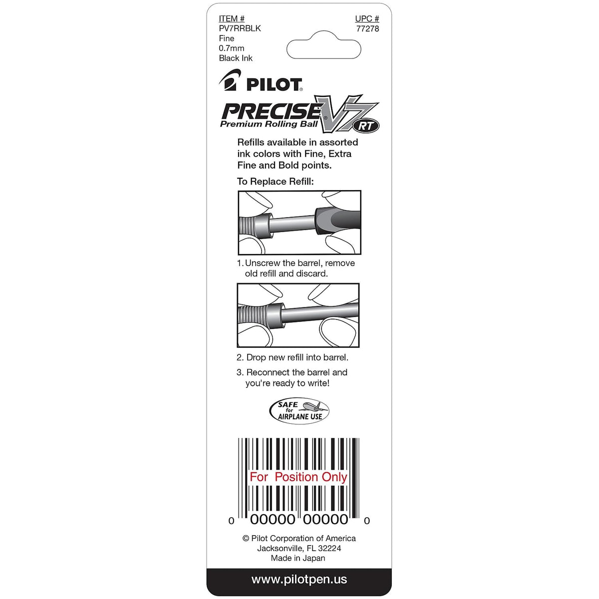 77278 Refill for Precise V7 RT Rolling Ball by PILOT – Black, Pack of 2, Model PIL77278