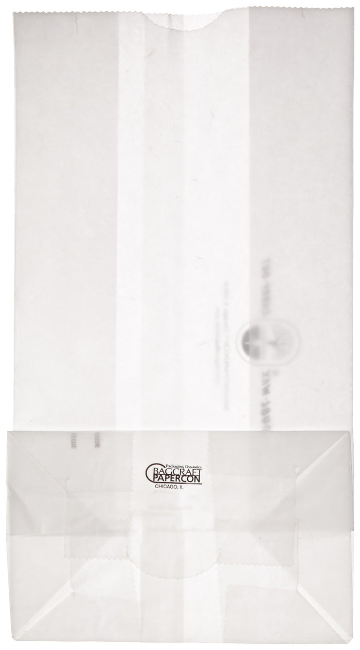 Bagcraft Papercon 300296 Dubl Wax SOS Bag, 6-lb Capacity, 11" Length x 6" Width x 3-5/8" Height, White (Case of 1000)