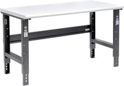 Global Industrial Adjustable Height Workbench C-Channel Leg, 60" W x 30" D | 1-5/8" Plastic Laminate Safety Edge, 2000 Lbs Capacity, Black Frame, Industrial Workbench