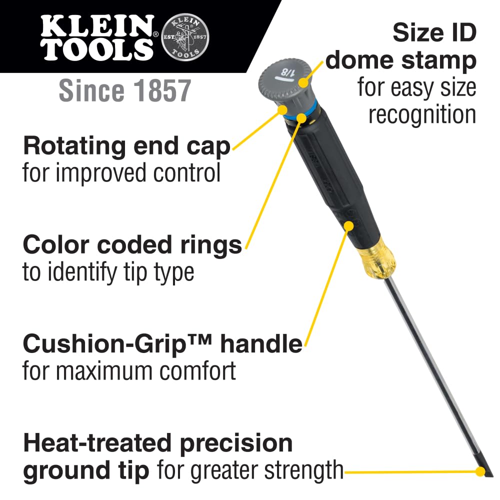 Mini Precision Screwdriver by KLEIN TOOLS – 2-Inch Shank, Tool Steel, Black, Model 6222