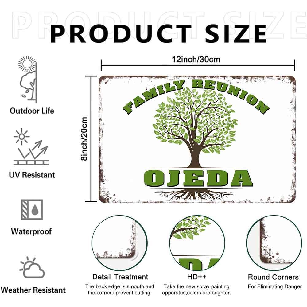 Ojeda Family Reunion Family Tree Aluminum Metal Sign by BGUXIG – Small, Aluminum, LLGQQ-M182220, Model LLGQQ-M182220