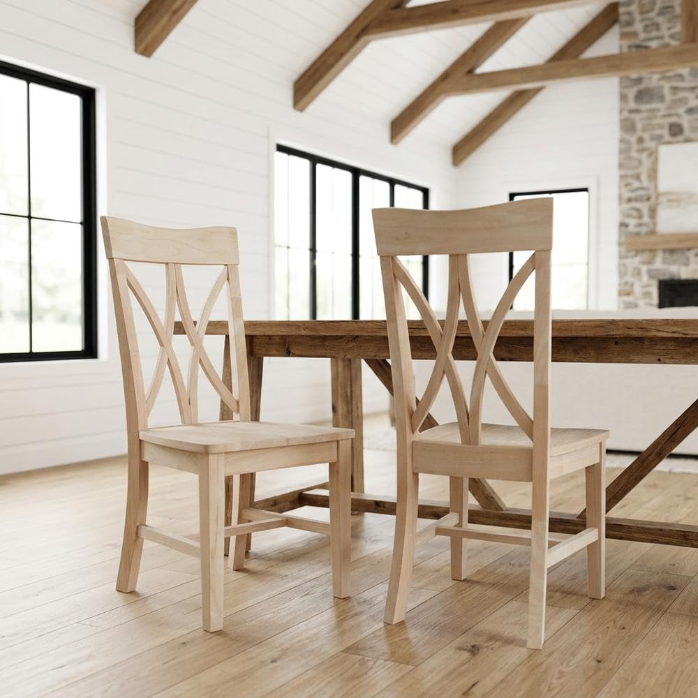 Parawood Dining Chair Traditional Style Set of 2 Wooden Kitchen Chairs for Dining Room Table by Furnifact – Parawood, Brown, Pack of 2