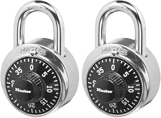 Master Lock Combination Padlock Black School Lock, Indoor Lock 2-Pack 1500T | Preset 3-digit Combination Lock For Gym Lockers School Lock, 1 Combination Opens Both Locks, 1-7/8-inch Black