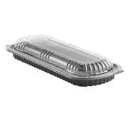 Microraves Polypropylene Full Slab Rib Food Container Black/Clear, 16.63" Length x 7" Width x 2.33" Depth | 100/Case