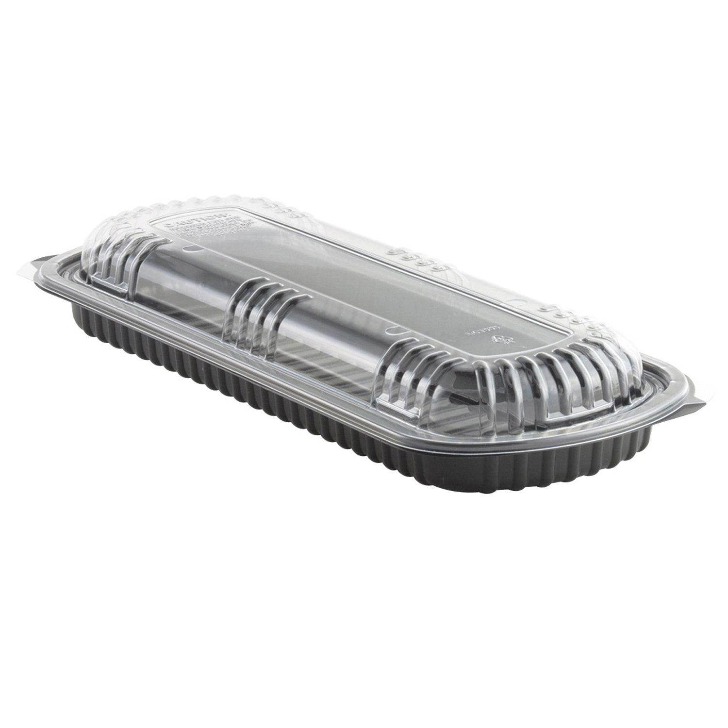 Microraves Polypropylene Full Slab Rib Food Container Black/Clear, 16.63" Length x 7" Width x 2.33" Depth | 100/Case