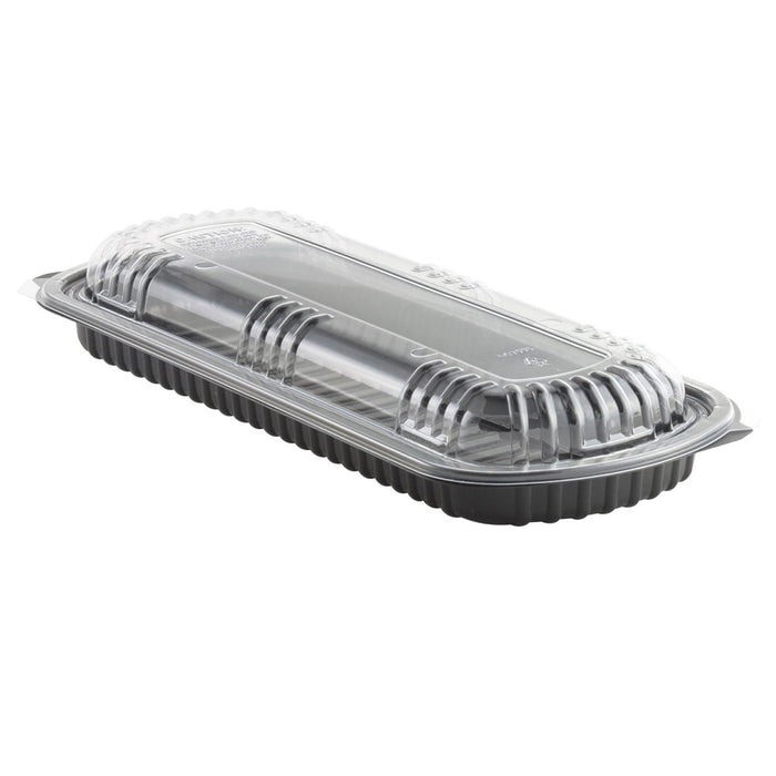 Microraves Polypropylene Full Slab Rib Food Container Black/Clear, 16.63" Length x 7" Width x 2.33" Depth | 100/Case