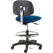 ESD Stool - Fabric by Global Industrial – 16"W x 18"D x 13-1/2"H, Textile, Blue, Model ESD-FMBCH-RG-CF-HC-ESDBLU