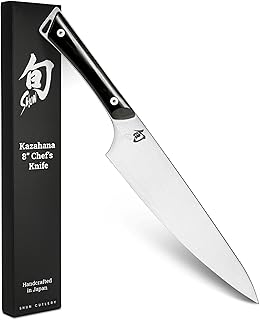 Shun Kazahana 8" Chef’s Knife, Handcrafted Japanese Kitchen Knife, AUS10A Stainless Steel Blade, Pakkawood Handle, Gyuto-Style Chef Tool for Professional and Home Chefs