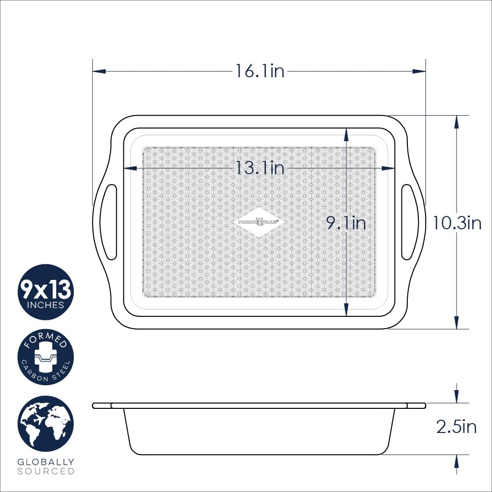 Treat Rectangular Cake Pan by Nordic Ware – 9x13, 4.5 liters, Carbon Steel, Light Champagne, Model 12509