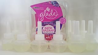 12 Glade Batik Bazaar Wild Rose & Safron Scented Oil Plugins Refills No Outer Package
