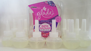 12 Batik Bazaar Wild Rose & Safron Scented Oil Plugins Refills No Outer Package by Glade – pink, white, Pack of 12