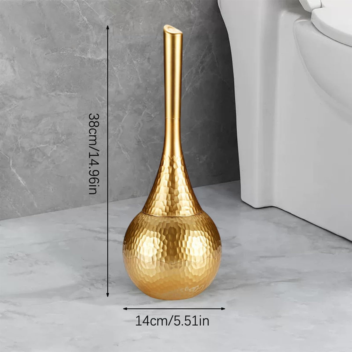 Hideaway Toilet Brush Set by Kobzipanda – Acrylonitrile Butadiene Styrene (ABS), Gold, Model GGMTS