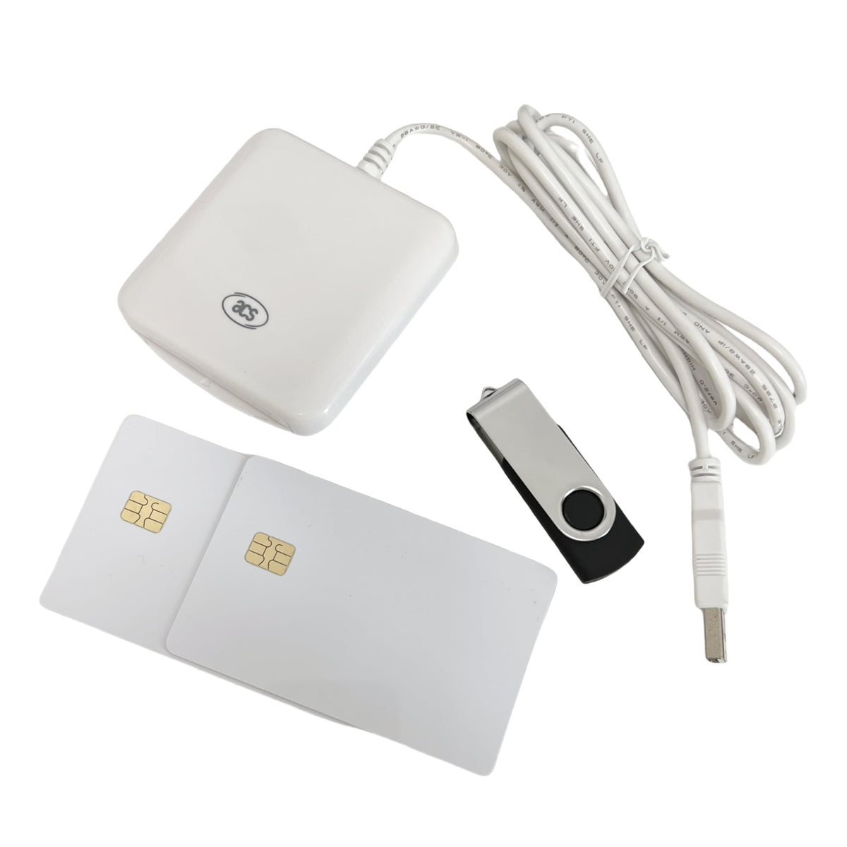 USB ACR38_I1 CAC PC/SC Contact Smart Chip IC Card Reader Writer Support ISO7816 A B C Memory Cards with 2PCS SLE4442 Chip Card by xcrfid – white