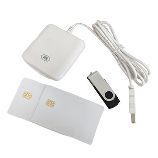 USB ACR38_I1 CAC PC/SC Contact Smart Chip IC Card Reader Writer Support ISO7816 A B C Memory Cards with 2PCS SLE4442 Chip Card by xcrfid – white