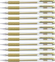 Pentel 0.8mm Tip Hybrid Gel Metallic Comfortable Finger Grip Ink Pen - Gold