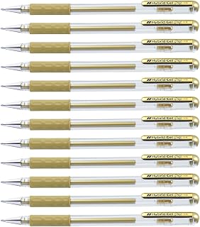 Pentel 0.8mm Tip Hybrid Gel Metallic Comfortable Finger Grip Ink Pen - Gold