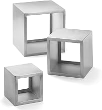TableCraft RS3, Barclay Riser Set, 3 Piece, Brushed Stainless Steel, Includes 5", 7", 9" Squares, Dishwasher Safe, Ideal for Elegant Buffet Presentations, Space-Saving Design