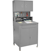 34-1/2"W x 30" D x 80" H Cabinet Shop Desk with Pigeonhole Riser by Global Industrial – 34-1/2"W x 30"D x 80"H, Alloy Steel, Grey, Model 249692GY