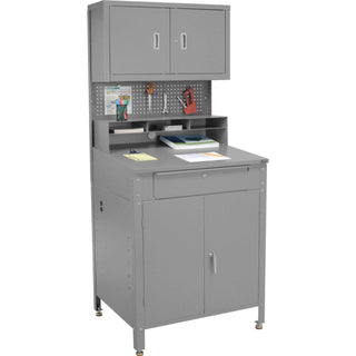 34-1/2"W x 30" D x 80" H Cabinet Shop Desk with Pigeonhole Riser by Global Industrial – 34-1/2"W x 30"D x 80"H, Alloy Steel, Grey, Model 249692GY