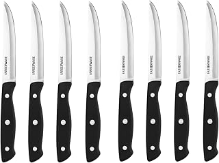 Farberware Stamped Triple Rivet Steak Knife Set, 8-Piece - Black