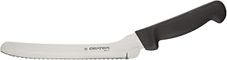 Dexter-Russell 31606B Basics Sandwich Knife, 8" Scalloped Offset Blade, High-Carbon Steel, Textured Black Polypropylene Handle, NSF Certified, Ideal for Bread and Deli Prep