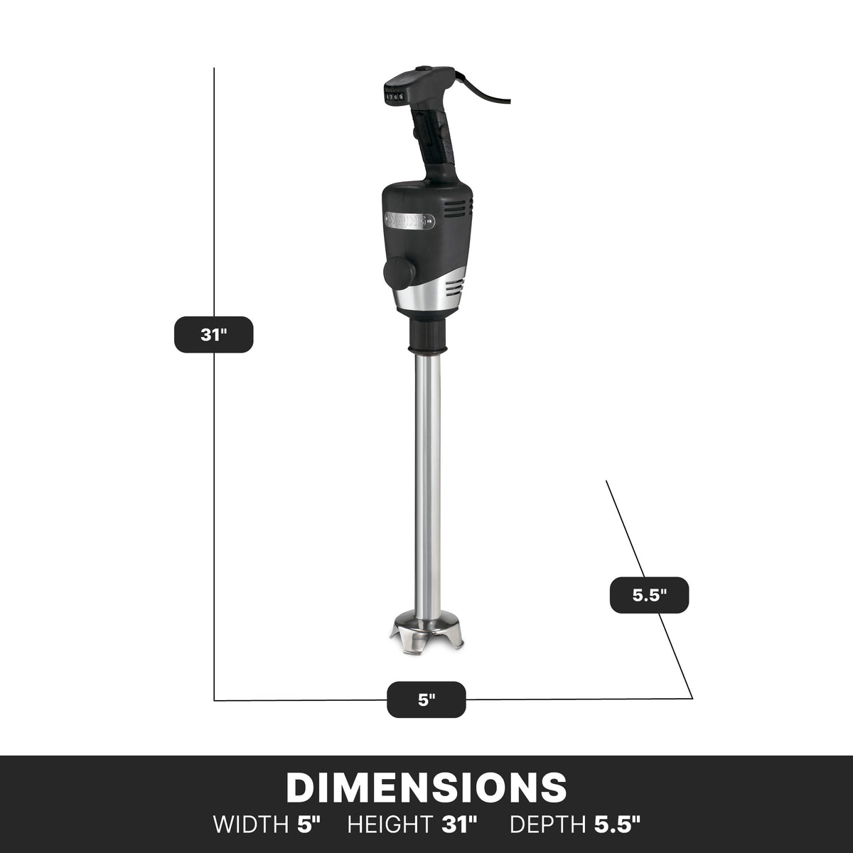 Commercial Big Stix Heavy Duty Immersion Blender by Waring – 25-Gallon, 25.0 gallons, Stainless Steel, 16 Inch Shaft | 25 Gallon Capacity, Model WSB60