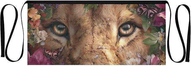 Kitchen Apron Lion Face | Unisex Server Apron with 3 Pockets, Adjustable for Waiters, Gardeners, Kitchen, BBQ, Painting and Restaurant Work